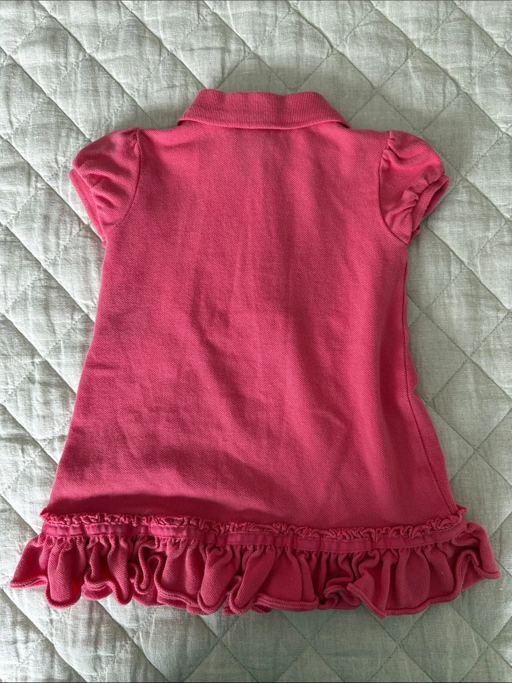 Ralph Lauren Hot Pink Girls Polo Dress with Ruffle Hem